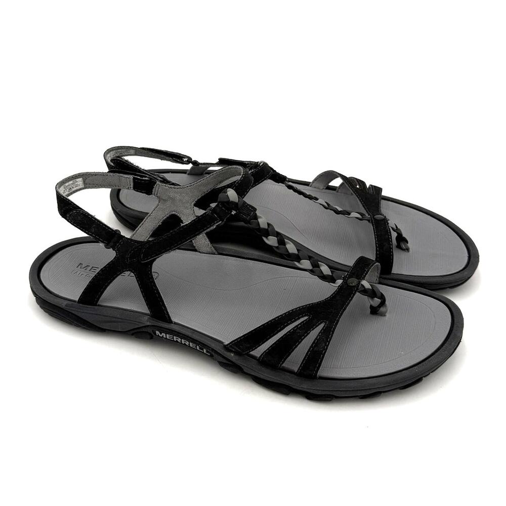 Merrell Women's Black & Gray Braided Enoki Thong Slingback Sandals Size 11